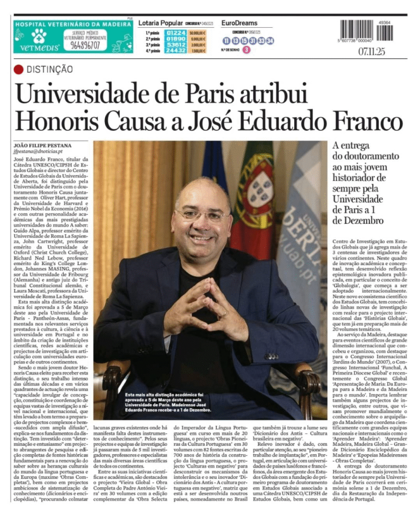 Professor José Eduardo Franco distinguido com reconhecimento honoris causa em Paris 1 image